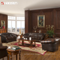 luxurious classic sectional office sofa Half Real Leather living room sofa set designs s088